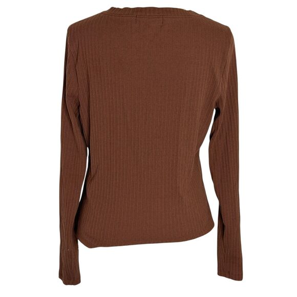 Banana Republic Factory Rib Knit Cardigan Top Blouse Shirt Auburn Brown S - Picture 5 of 7